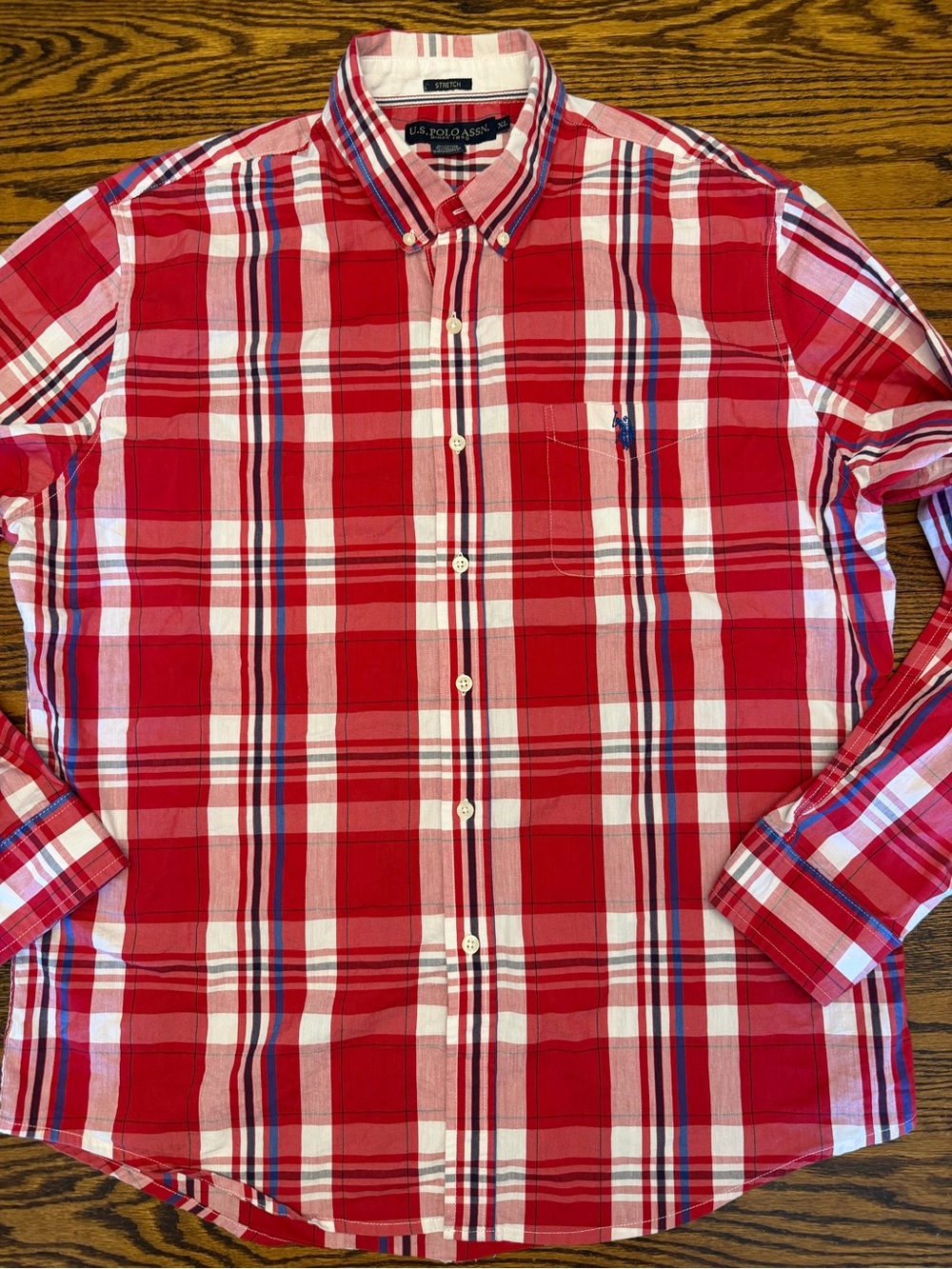 U.S. Polo Assn. Red White Blue Plaid Button-Down Shirt